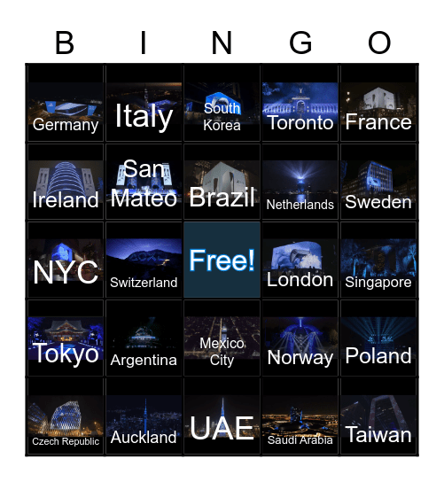 PS5 Launch Landmarks Bingo Card