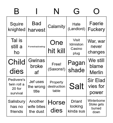 Pen of Dragons Bingo - Anarchy Bingo Card