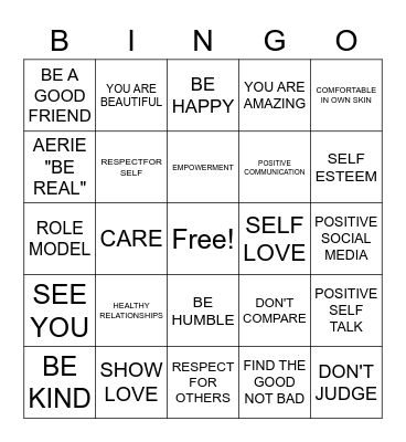 POSITIVE BODY LANGUAGE Bingo Card