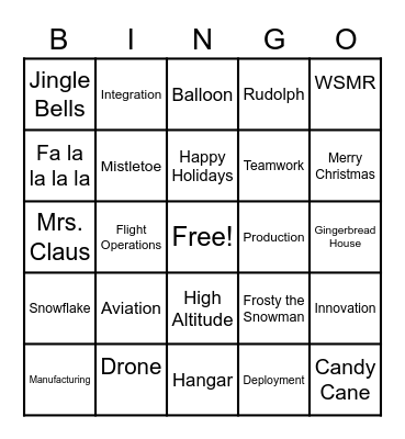 NSC Holiday BINGO Card