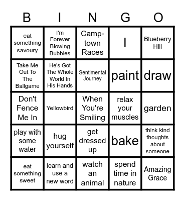 Coping Skills Bingo Card