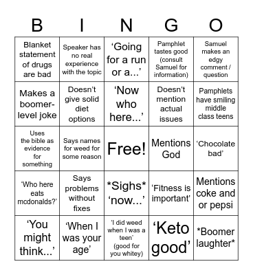 Health Day Bingo Card