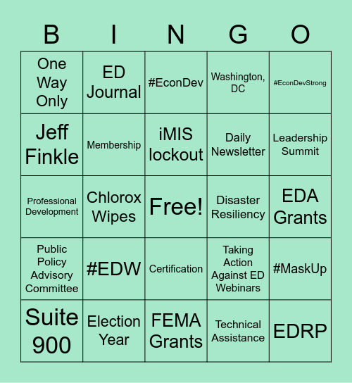 IEDC Happy Hour Bingo Card