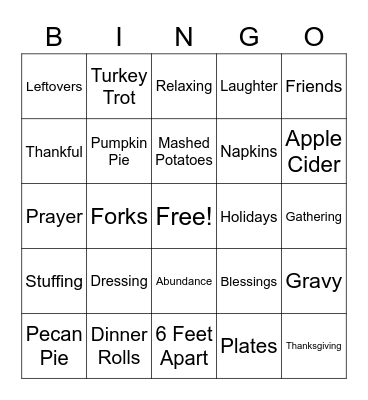 HSHO Turkey Bingo! Bingo Card