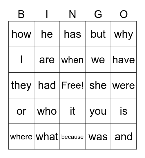 English Revision Bingo Card