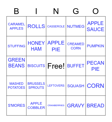 Thnksgiving Word Bingo Card