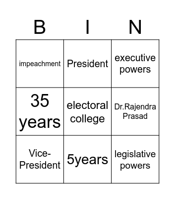 The Union Executive Bingo Card