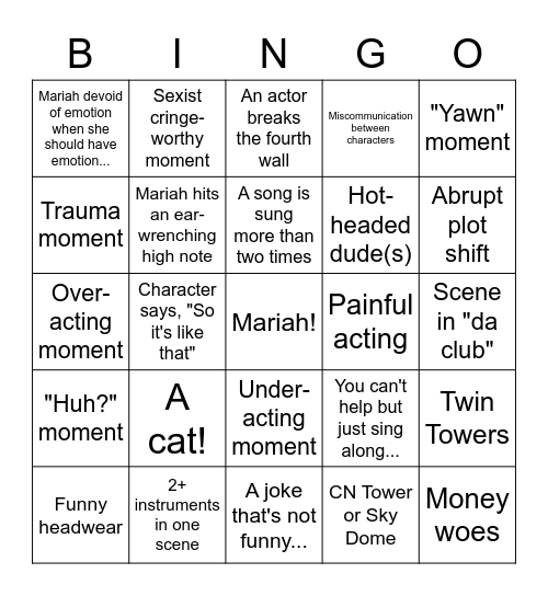 Glitter-fied Bingo Card