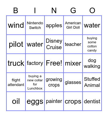 Goods/Services/Resources Bingo Card