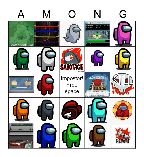 Among Us Bingo Card