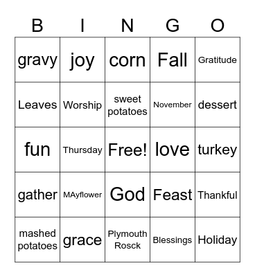 Thanksgiving Bingo Card
