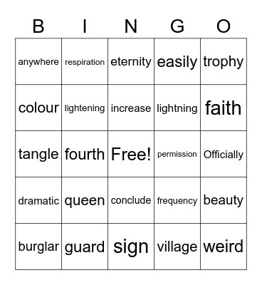 Baker Bingo Card
