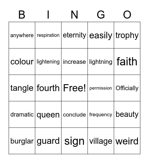 Baker Bingo Card