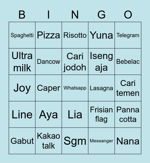 Punya SEOKHWANei Bingo Card