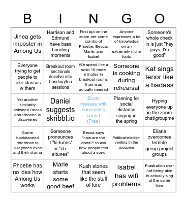 chaiTunes bingo Card
