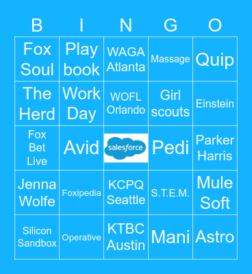 Fox/Salesforce Game Bingo Card