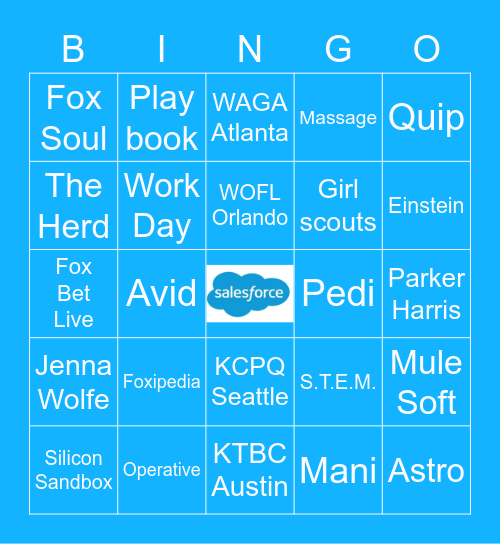 Fox/Salesforce Game Bingo Card