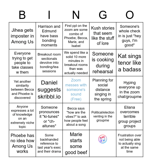 chaiTunes bingo Card