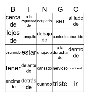 Lección 2.2 Bingo Card