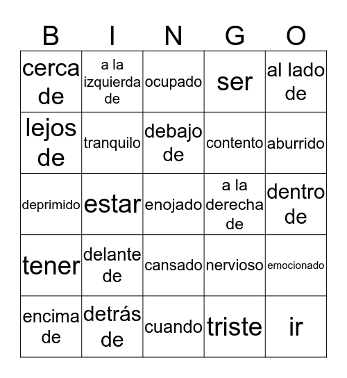 Lección 2.2 Bingo Card