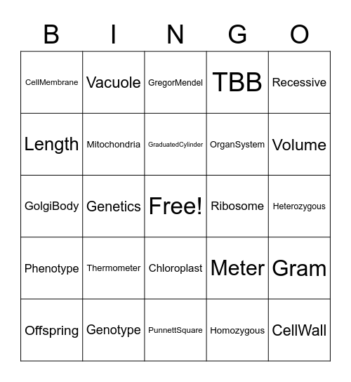 Life Science Review Bingo Card