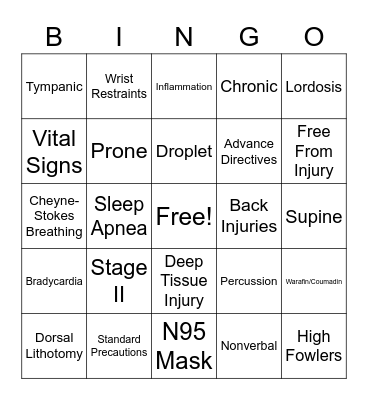 Final Exam Bingo Card