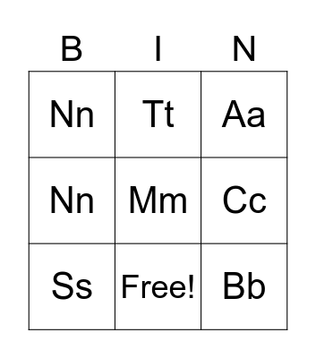 peters 16 letters Bingo Card