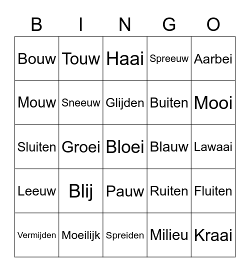 Tweeklanken Bingo Card