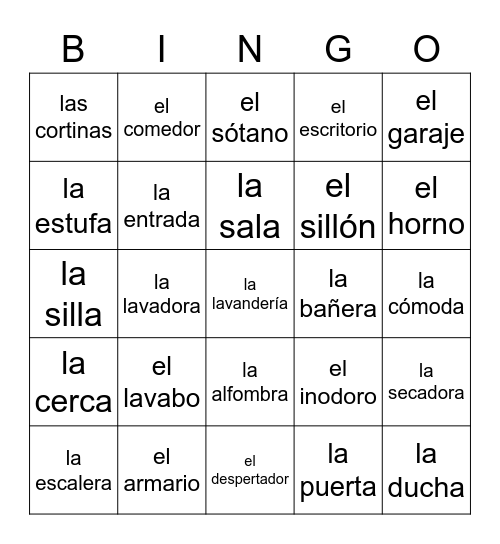 En la casa Bingo Card