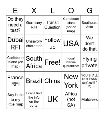 Day Shift Bingo Card