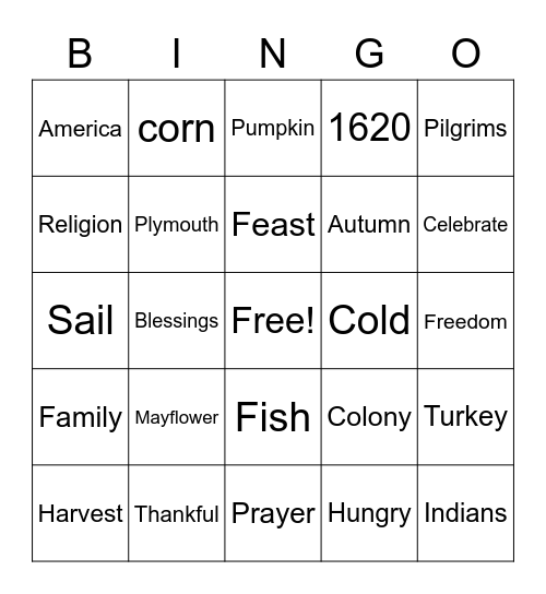 Thanksgiving Bingo Card