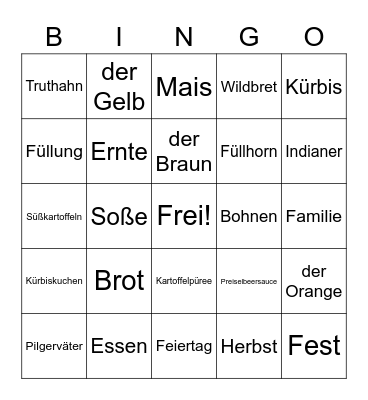 Erntedankfest Bingo Card