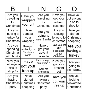 Christmas Bingo Card