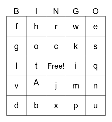 Alphabet Bingo Card