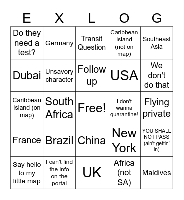 Day Shift Bingo Card