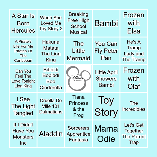 Disney Bingo Card