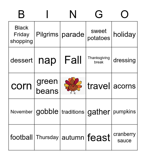 Thanksgiving Bingo Card