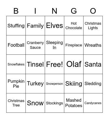 Holiday BINGO! Bingo Card