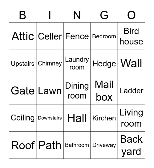 Home Bingo Card