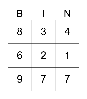 Number  Bingo Card