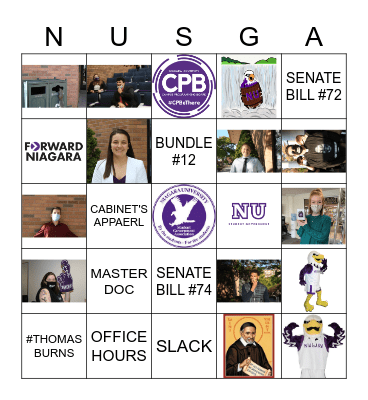 NUSGA CHRISTMAS BINGO Card