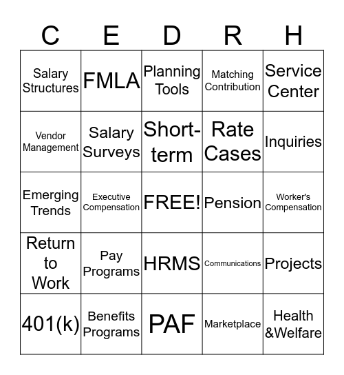 Total Rewards Bingo Card