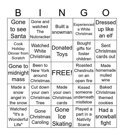 VN Holiday Bingo Card