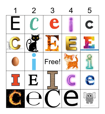 E/C/I Bingo Card