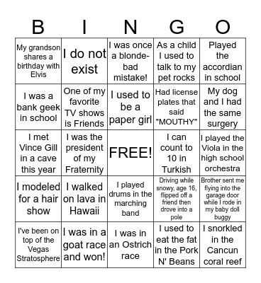 Who Am I? Bingo Card
