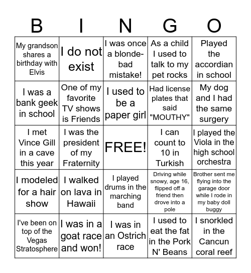 Who Am I? Bingo Card