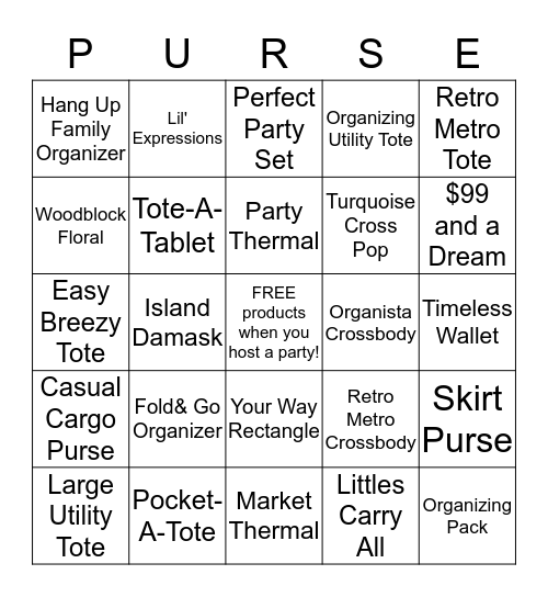 Thirty-One Ladies Night Bingo Card