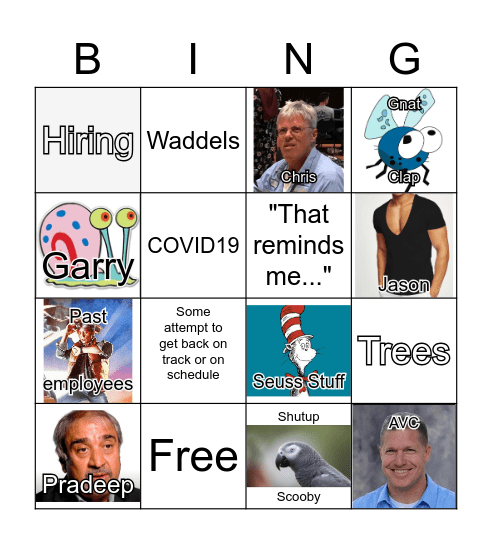 Never-ending meeting Bingo Card