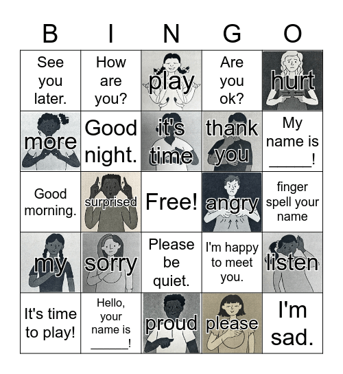 Sign Language BINGO Card