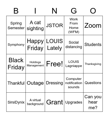 LOUIS Thanksgiving Water Cooler Bingo Card